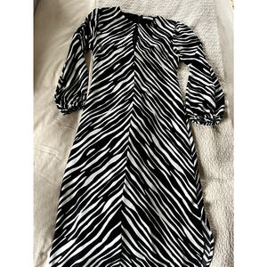 Naracamicie Italy Zebra Print Black White Maxi Dress Size 42 Us S Made in Italy